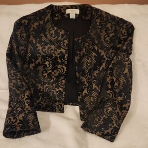 LOFT Black and Gold Cropped Blazer
